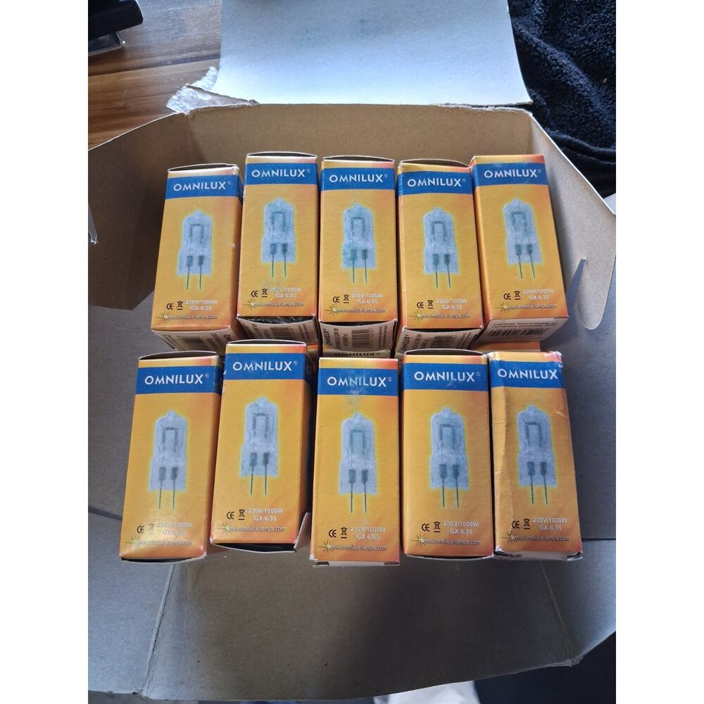 (20-Pack) Omnilux 230V/1000W GX-6.35 3200K 100h Bulbs